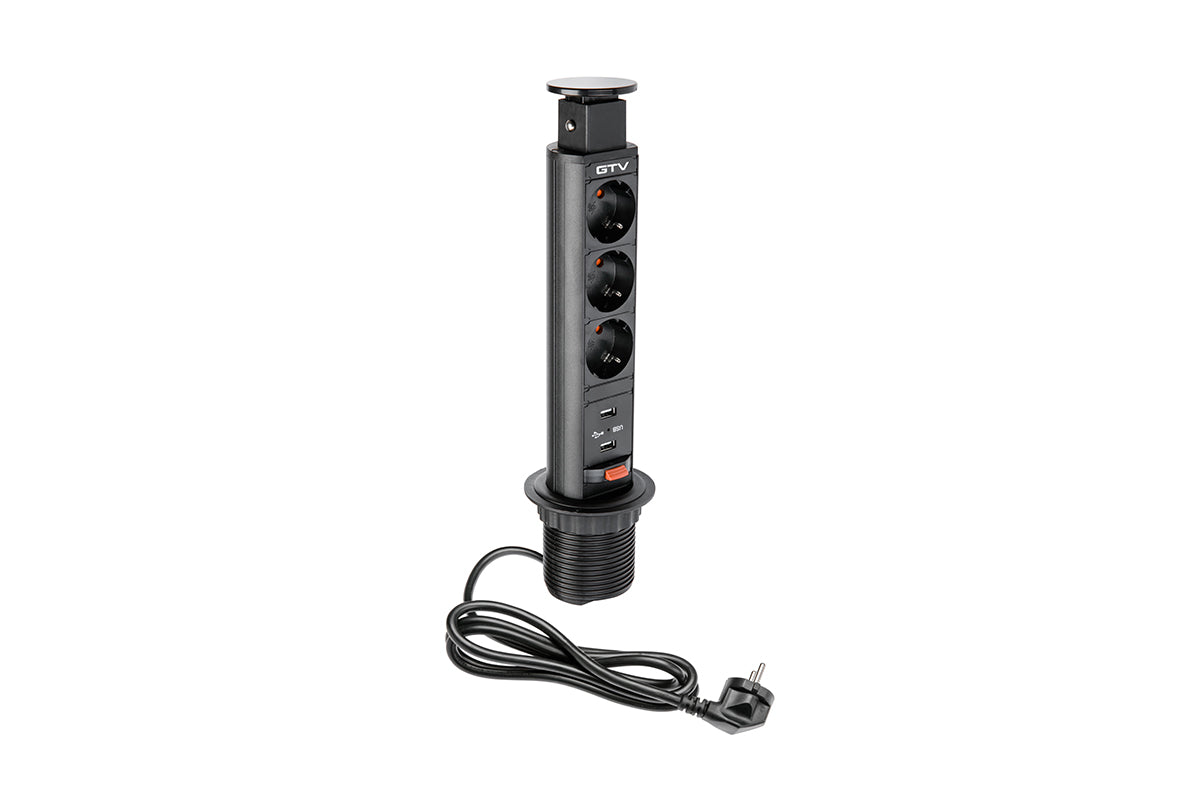 EL. UTIČNICA Ø60 3xŠUKO, USB - CRNA