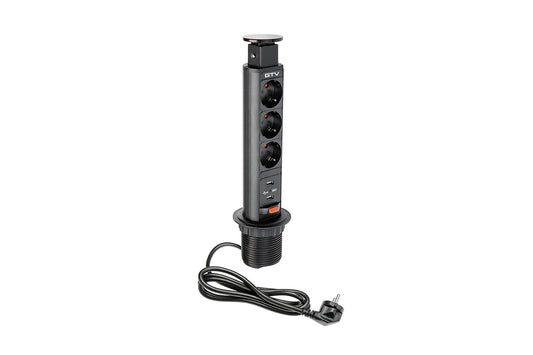EL. UTIČNICA Ø60 3xŠUKO, USB - CRNA